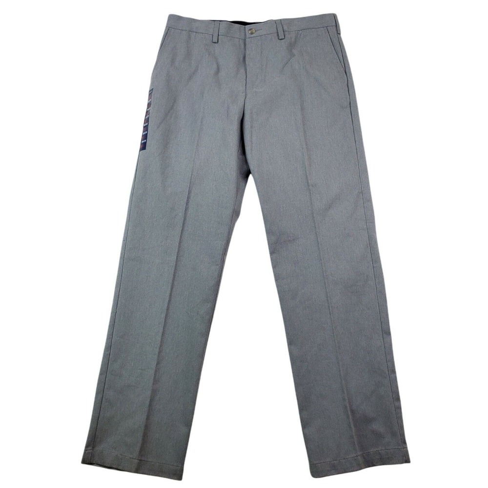 CC - Croft & Barrow Men Dress Pants Trousers 36 X 34 Solid Gray Straight Fit NWT